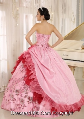 2014 Modest Applqiues Quinceanera Dress with Hand Made Flowers