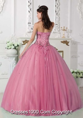 Beautiful Pink Puffy Sweetheart 2014 Quinceanera Dress with Beading