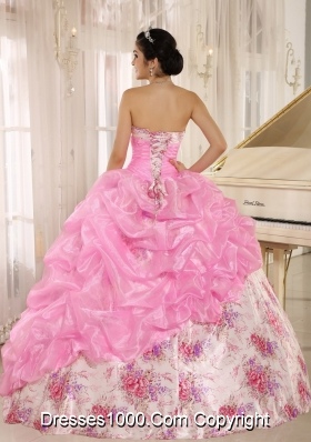 Printing Sweetheart Beading and Pick-ups For Multi-color Quinceanera Dress