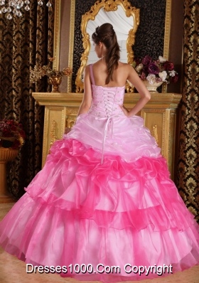 Romantic Ball Gown One Shoulder  Appliques Quinceanera Dress with Beading