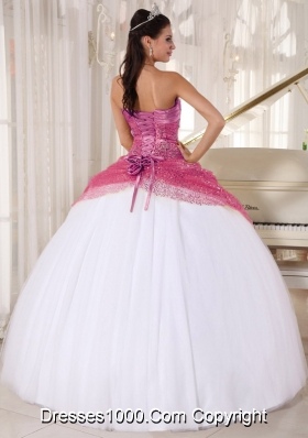 Halter Top Sequined Rose Pink and White Quinceanera Dresses