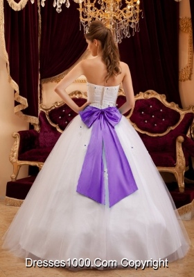 White Princess Strapless Appliques Dress For Quinceanera