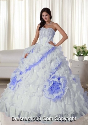 White Sweetheart Court Train  Appliques Dress For Quinceanera