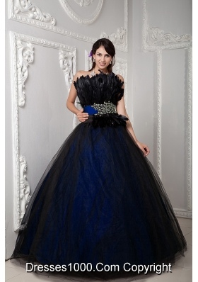 2014 Colourful Puffy Strapless Feather Quinceanera Dress with Sweet Sixteen Dresses