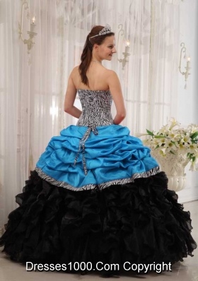 2014 Spring Brand New Puffy Sweetheart Quinceanera Dresses in Blue and Black