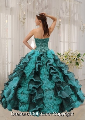 Multi-colored Ball Gown Sweetheart Floor-length Organza Beading Quinceanera Dress