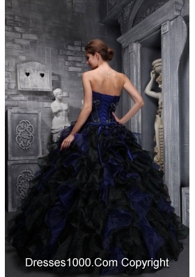 2014 Exclusive Strapless Appliques and Ruffles Multi-color Quinceanera Dresses