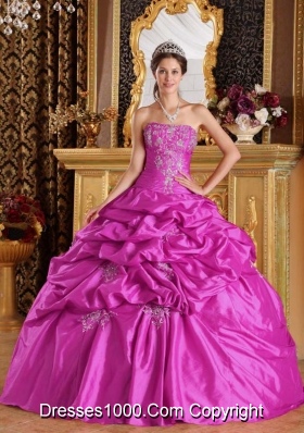 Ball Gown Strapless 2014 Quinceanera Dresses with Appliques