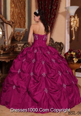 Cheap Ball Gown Strapless Appliques Quinceanera Dress for 2014