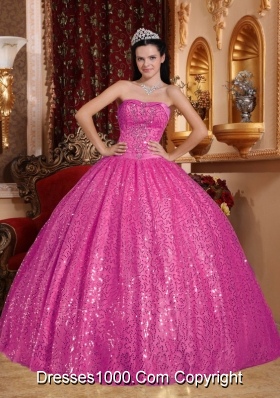 Elegant Hot Pink Sweetheart Quinceanera Dresses with  Beading