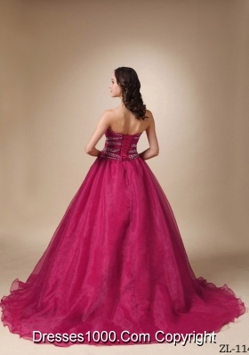 Princess Sweetheart Beading Quinceanea Dresses with Court Train