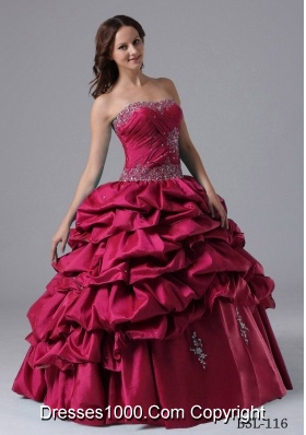 2013 Ball Gown Pick-ups Quinceanera Dress With Beading and Ruche