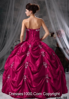 Ball Gown Strapless Quinceanera Dress with Taffeta Appliques