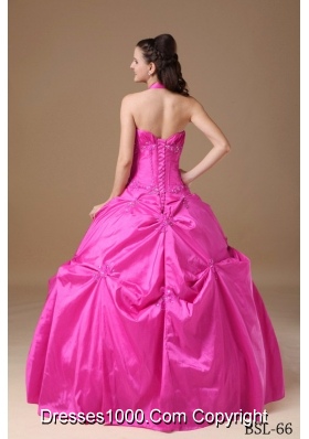 Chic Ball Gown Halter Quinceanera Dress with Taffeta Beading