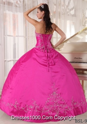 Hot Pink Ball Gown Halter Quinceanera Dress with  Taffeta Appliques