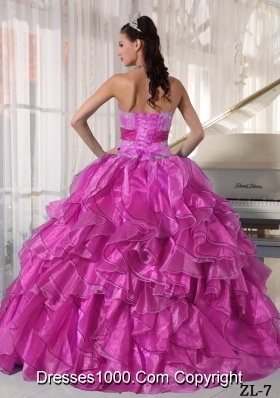 Strapless Ball Gown Quinceanera Dress with  Organza Appliques