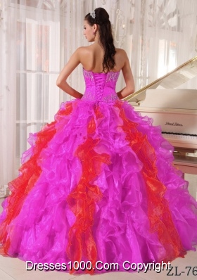 Tow Toned Pink Ball Gown Sweetheart Quinceanera Dress with Organza Sequins