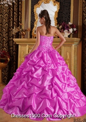 Hot Pink Ball Gown Sweetheart Quinceanera Dress with  Taffeta Emboridery Beading