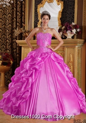Hot Pink Ball Gown Sweetheart Quinceanera Dress with  Taffeta Emboridery Beading