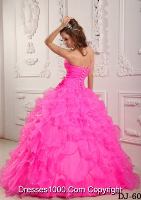 Romantic Ball Gown Sweetheart Quinceanera Dress  with Organza Beading