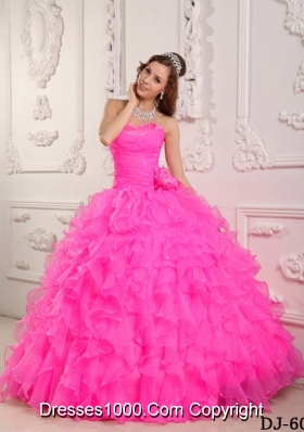 Romantic Ball Gown Sweetheart Quinceanera Dress  with Organza Beading