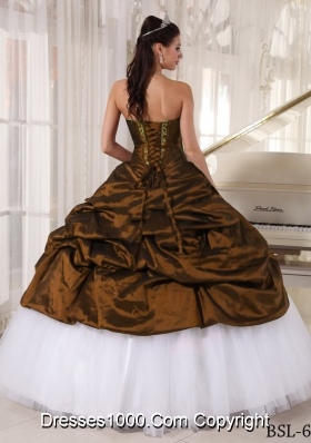 2014 Fashionable Puffy Sweetheart Quinceanera Dress with Appliques and Pick-ups