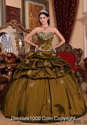 Brand New Puffy Sweetheart Appliques 2014 Quinceanera Dress with Pick-ups