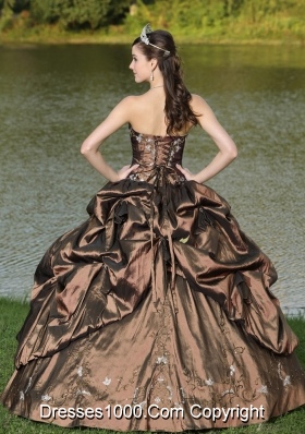 2014 Strapless Quinceanera Dress with Beading and Pick-ups