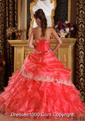 Ball Gown Strapless Appliques and Ruffles 2014 New Style Pick-ups Quinceanera Gowns Dresses