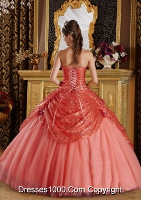 Ball Gown Sweetheart Hand Made Flowers Dress For Quinceanera with Sequined