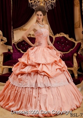 Beautiful Ball Gown Strapless Appliques 2014 Pick-ups Sweet Sixteen Quinceanera Dresses