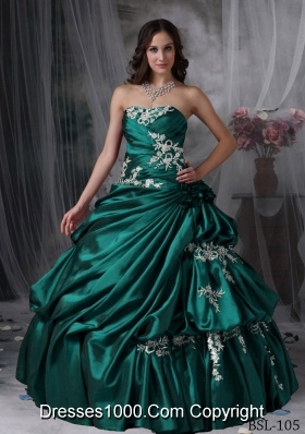 Classical Strapless Turquoise Quinceanera Dresses with Appliques