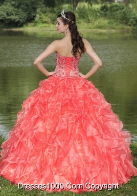 Lovely Sweetheart Beading and Ruffles Quinceanera Dresses with Organza