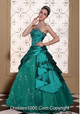 Modest Princess Embroidery Decorate Turquoise Quinceanera Dresses