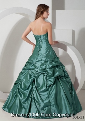 Princess Strapless Taffeta Sweet 15 Dresses with Beading and Pick-ups