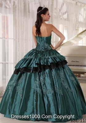 Puffy Strapless Turquoise Quinceanera Gown Dress with Beading