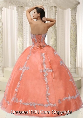 Sweetheart Appliques and Beaded Decorate For 2014 Quinceanera Dress