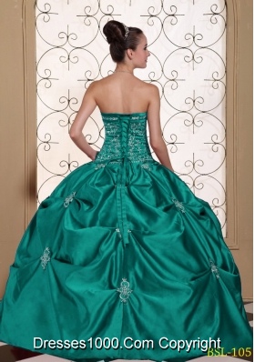 Taffeta Strapless Modest Quinceanera Dresses Gowns with Pick-ups and Embroidery