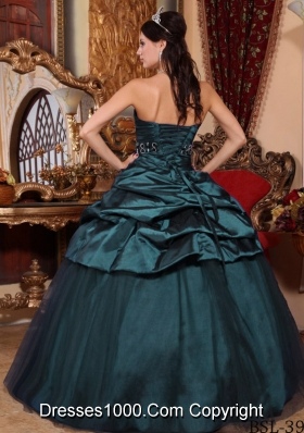 Cheap Turquoise Sweet 15 Dresses with Strapless Beading