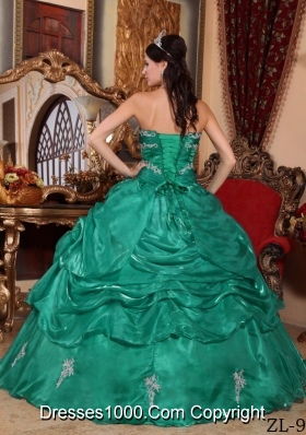 Pretty Turquoise Sweet Sixteen Dresses with Appliques Strapless