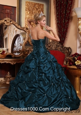 Princess Strapless Taffeta Quinceneara Dresses with Beading