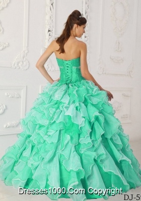 Princess Sweetheart Organza Beading and Ruffles Dresses For a Quinceanera