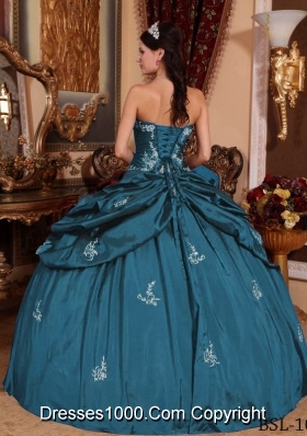 Turquoise Sweet 16 Dresses with Appliques and Pick-ups Sweetheart