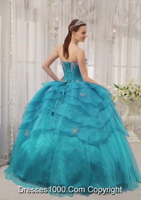 2014 Cheap Puffy Strapless Beading Organza Quinceanera Dresses