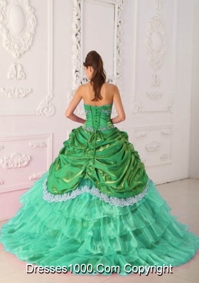 2014 New Style Strapless Sweet 15 Dresses with Appliques and Layers