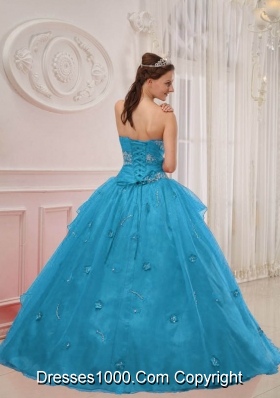 2014 Pretty Puffy Strapless Floor-length Appliques Quinceanera Gowns