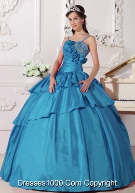 204 Spring Ball Gown Straps Beading Quinceanera Dresses in Teal