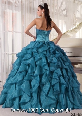 Affordable Beading Strapless Quinceanera Dresses in Teal