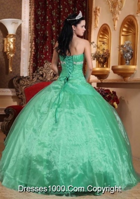 Beautiful Strapless Organza Quinceanera Dress with Appliques