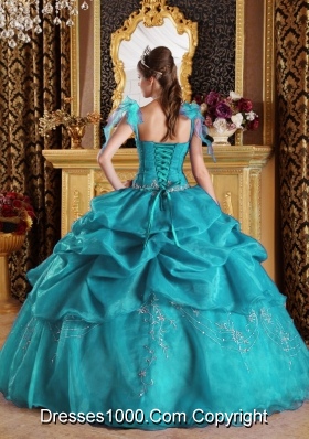 Discount Puffy Spaghetti Straps Appliques Long 2014 Quinceanera Dresses